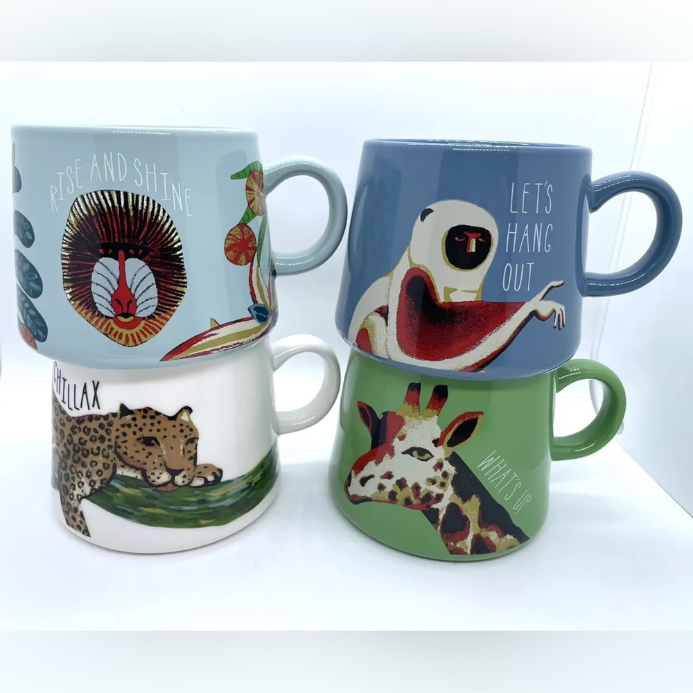 Full Set of 4 Opalhouse Jungalow Target Boho Large 16 oz Animal Mugs